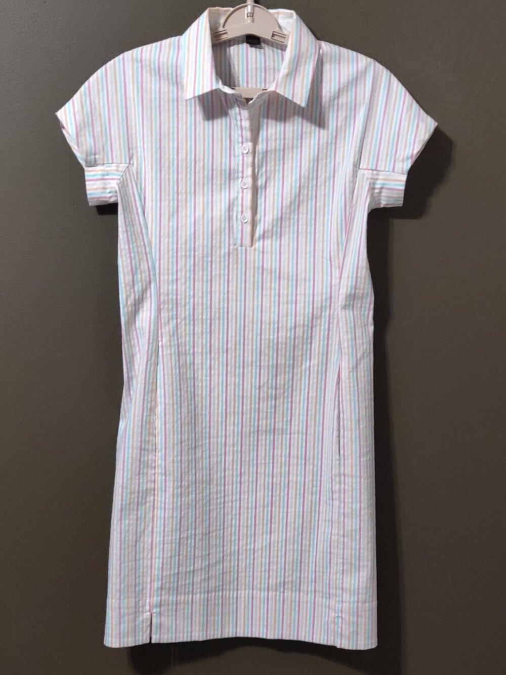 Renuar Multi Color Striped Seersucker Shirt Dress SIZE XS